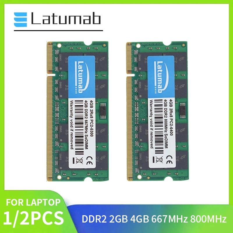 Latumab Ʈ RAM, DDR2 4GB, 2GB ޸, 667MHz = PC2-5300 800MHz = PC2-6400 SODIMM ޸, DDR2 Ʈ ޸, 1.8V,  ȣȯ
